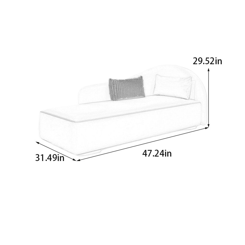 Chaises longues confortables en éponge et en bois massif, Blanc / gris clair, Orienté à droite