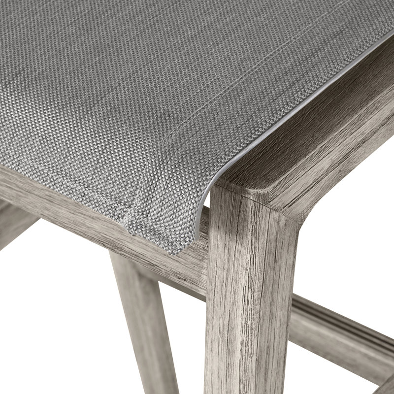 Coast Patio Bar Stool, Oyster Teak Frame/Gray Sling
