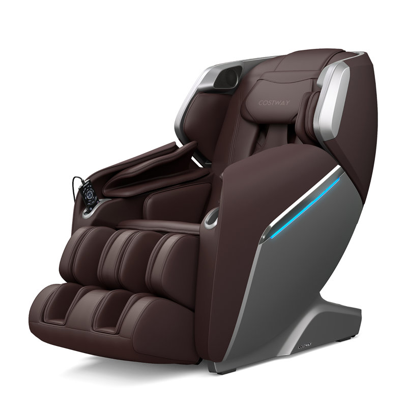 Fauteuil inclinable massant en simili-cuir, Brun