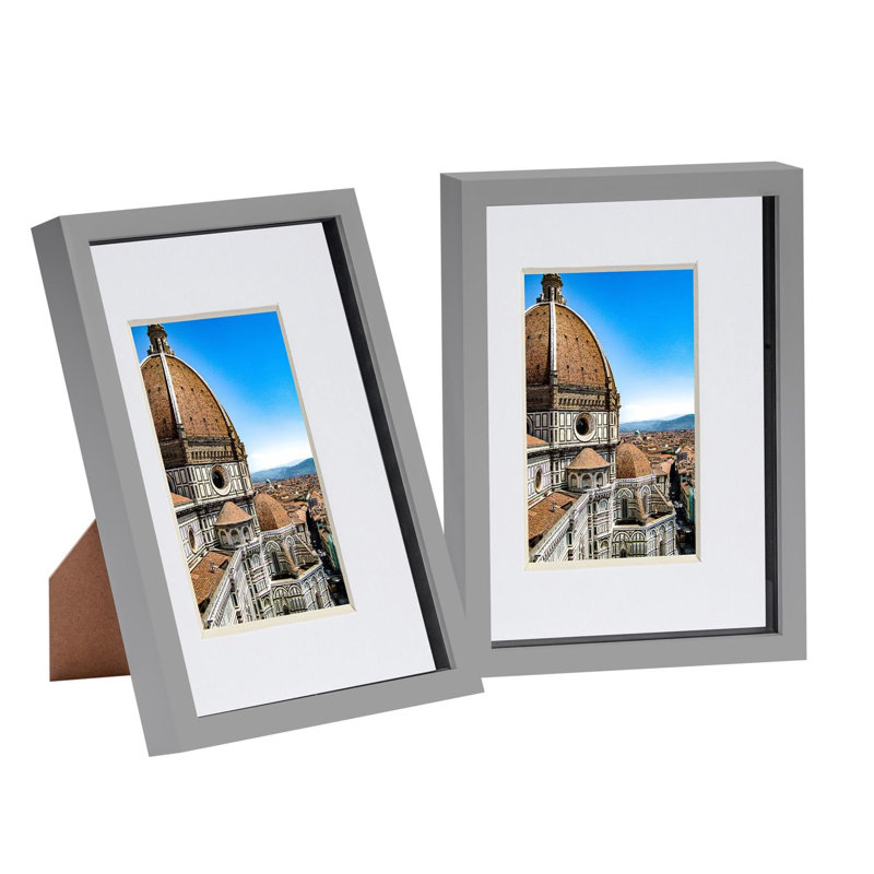3D Box Photo Frames with A5 Mounts - A4 (8" x 12"), Grey