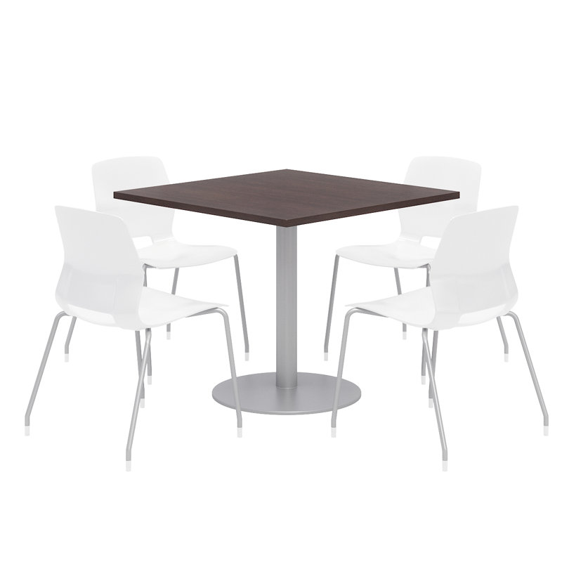 Ensemble de table carrée avec chaises, H 29 po x L 36 po x P 36 po, Blanc, Espresso