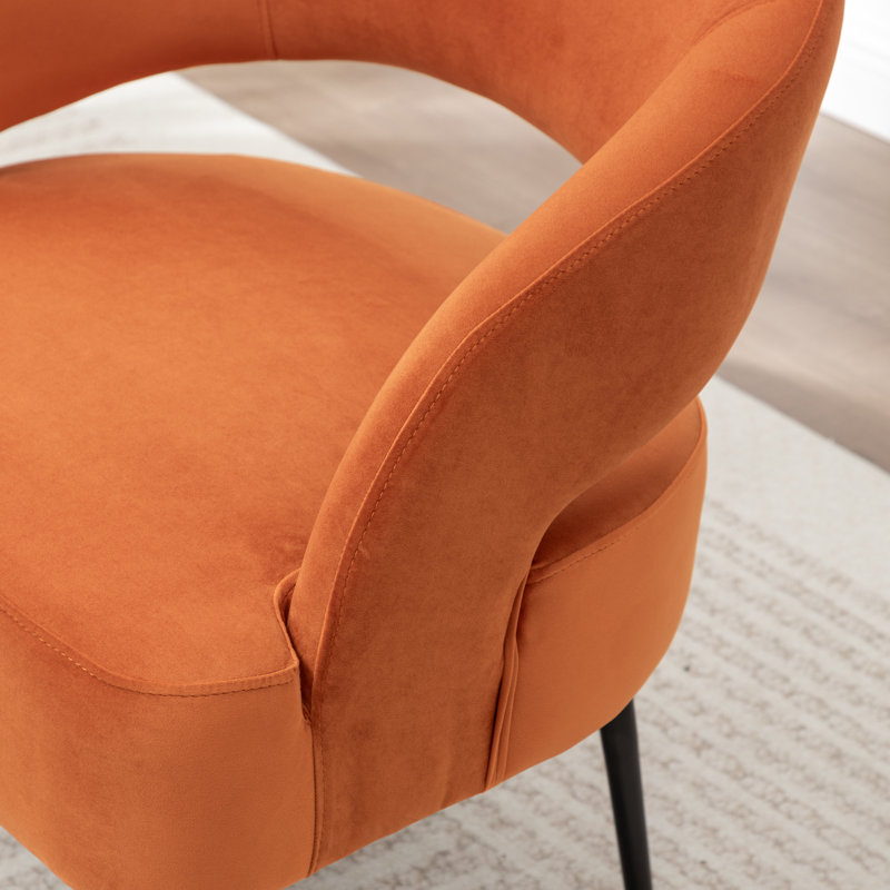 Fauteuil en velours avec pieds noirs Mann, Orange