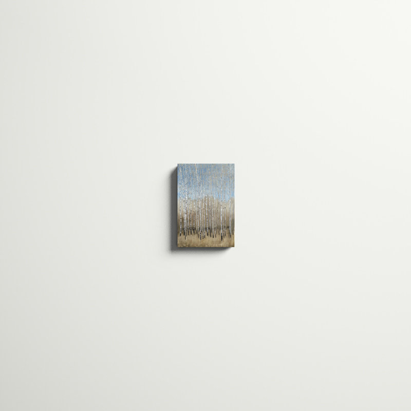 «Dusty Blue Birches I», peinture sur toile, H 12 po x l 8 po