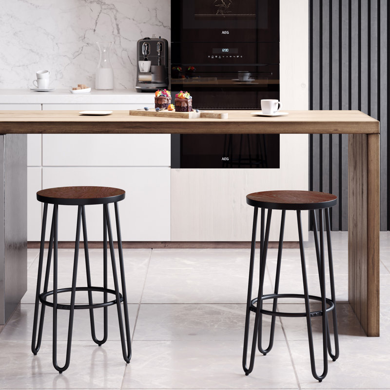 Lavish Home Set of Two 24-Inch Backless Bar Stools with Hairpin Legs,  Counter Stool (24” Seat Height)