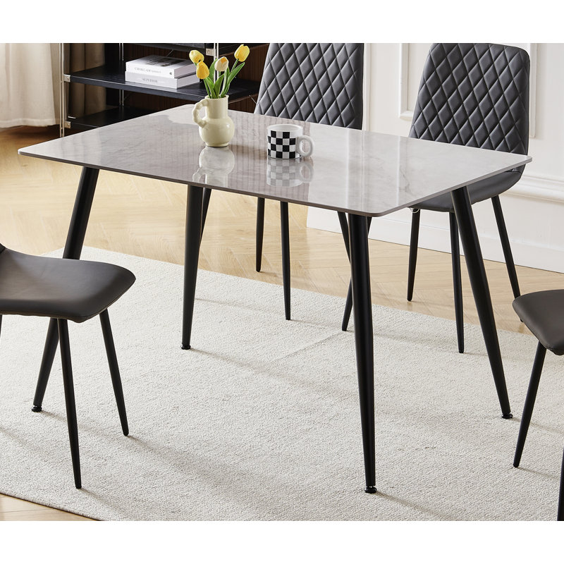 Stone Top Metal Base Dining Table