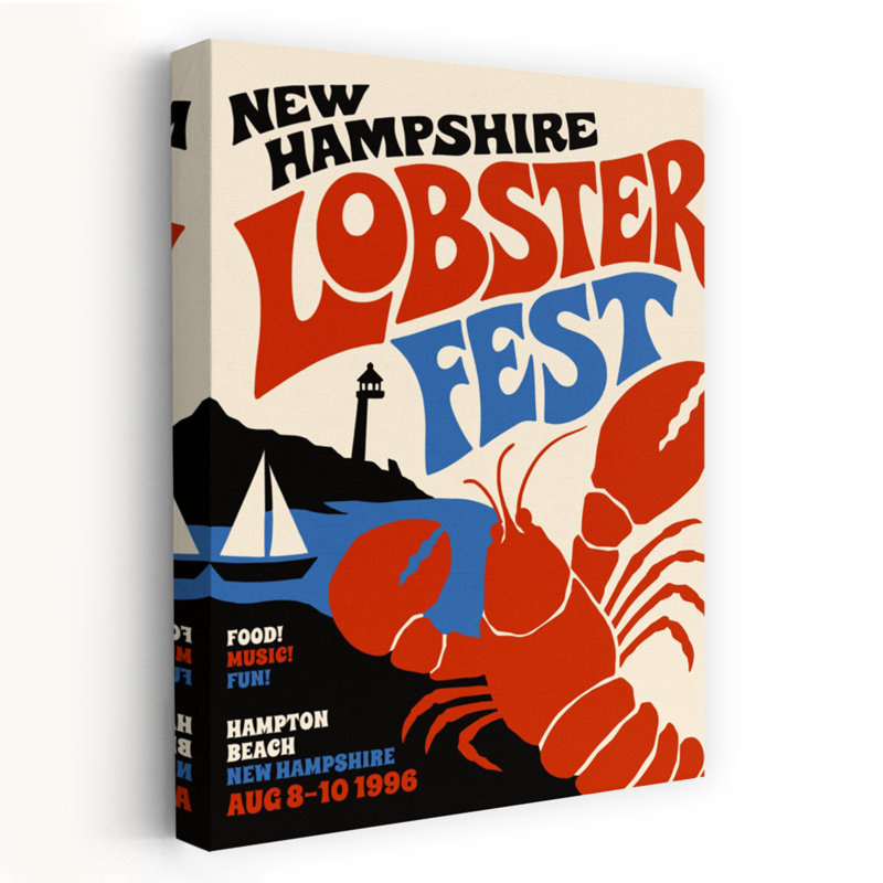 New Hampshire Lobster Fest, impression d'art rétro rétro, 36" H x 24" W