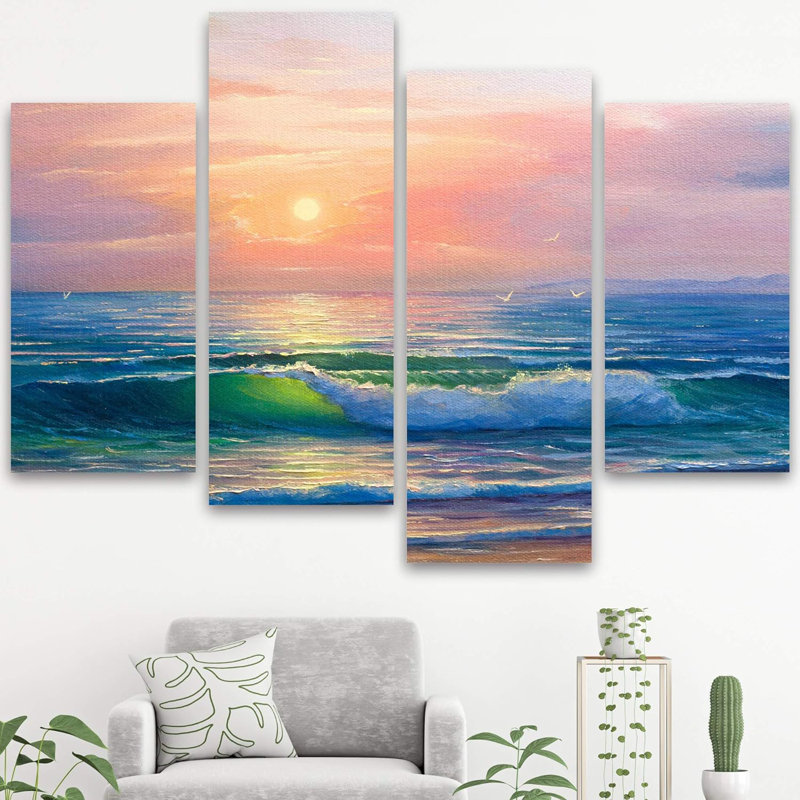 Coastal Beach Sunset Sea Ocean Nature Landscape For Living Room Office Room