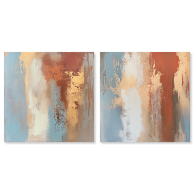 Canyon Colors Set Canvas Print Gold Boho Wall Art Set by Art Remedy, Black Frame, 16 x 16