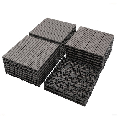 Ensemble de 20 tuiles de terrasse en bois et en plastique composite, les terrasses en composite durable résistent à la rouille, à l'eau, aux intempéries, faciles à bricoler et à entretenir, idéales pour les patios, les balcons et les toits