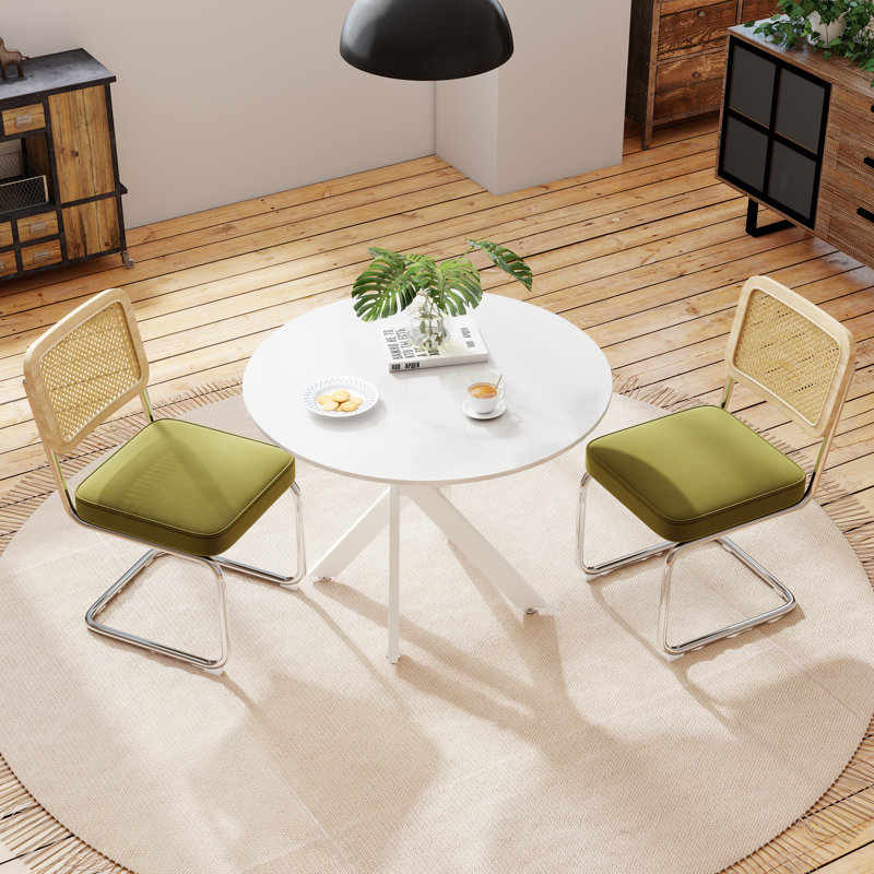 Ensemble de salle à manger pour 2 personnes, H 30 po x L 36 po x l 36 po, Vert, Blanc