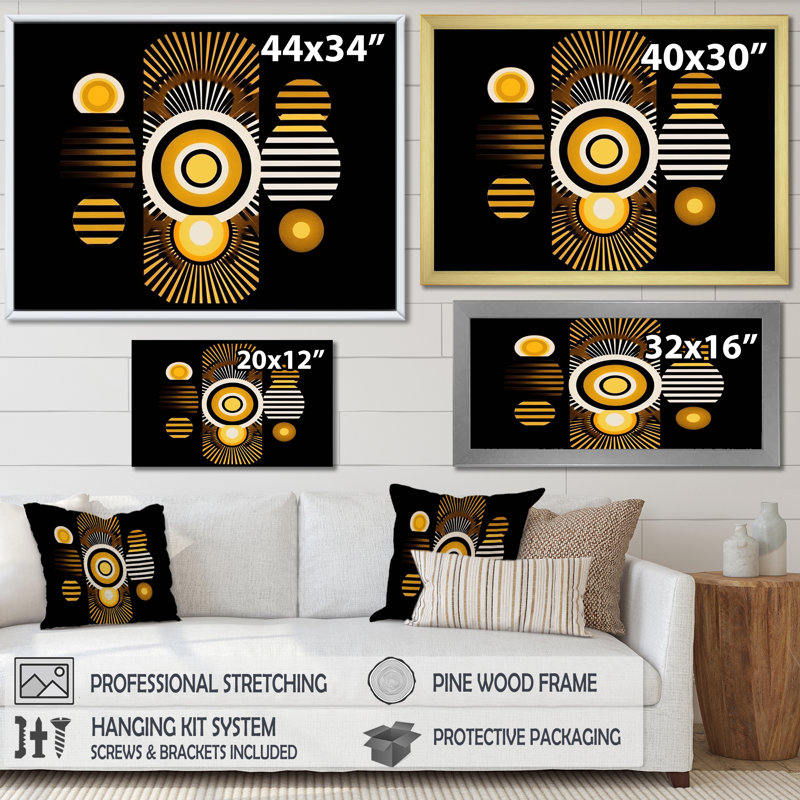 «Elementary Consciousness Futur Geometric» - reproduction imprimée, H 16 po x l 32 po x P 1 po, Cadre simple blanc