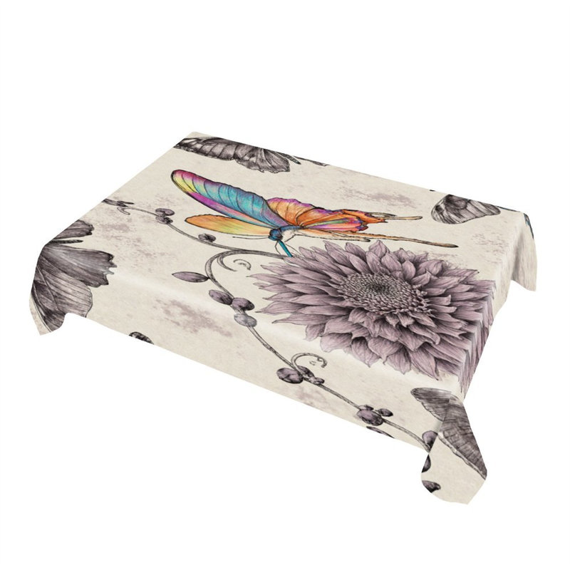 Vintage Butterflies Floral Tablecloth for Dining, 60 x 86 inches, Rectangle