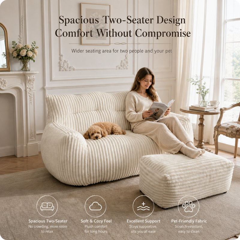 Bean Bag Chair, White