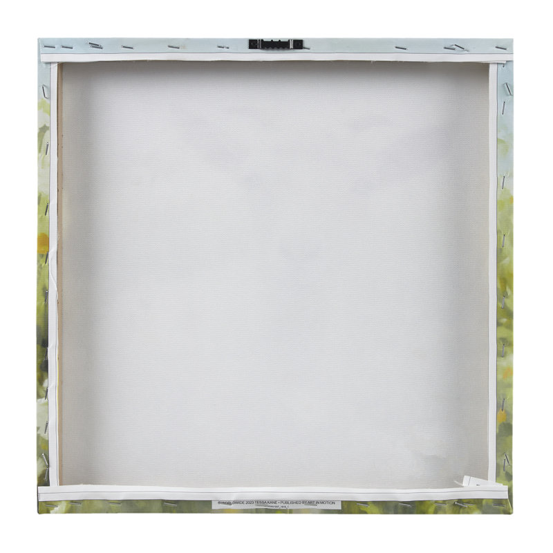 16" Square Multicolor Canvas Wall Art with Goat in Flower Field