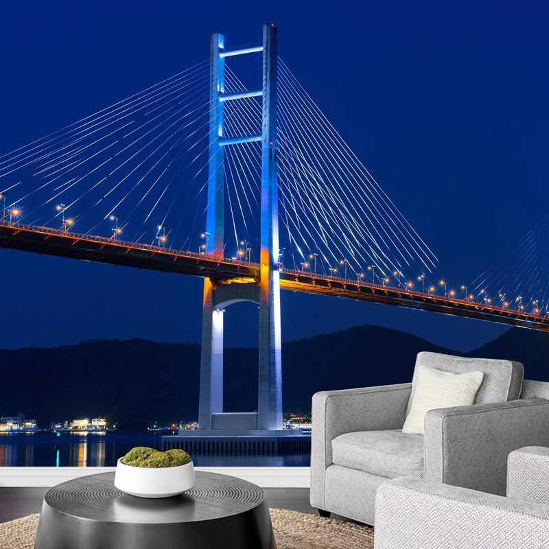 Neon Light Golden Gate Bridge, paysage urbain, photographie de points de vue, peintures murales, L 66 po x l 96 po