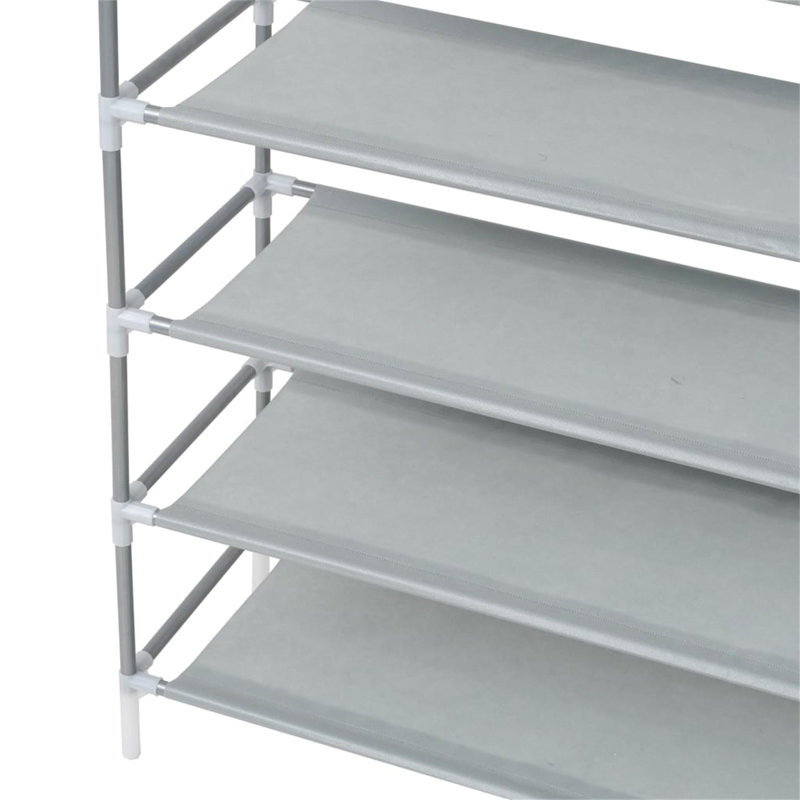 50 Pair Stackable Shoe Rack, 66.9" H x 39.4" W x 11.6" D, Silver
