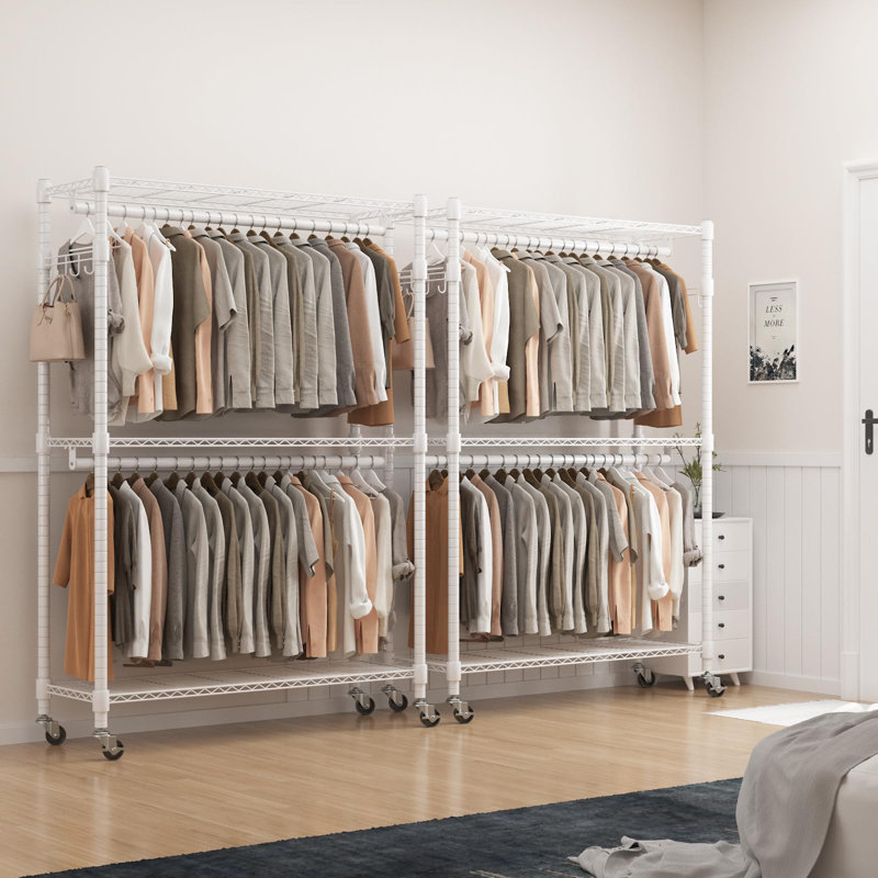 Gerodi 90cm W Rolling Clothes Rack, White