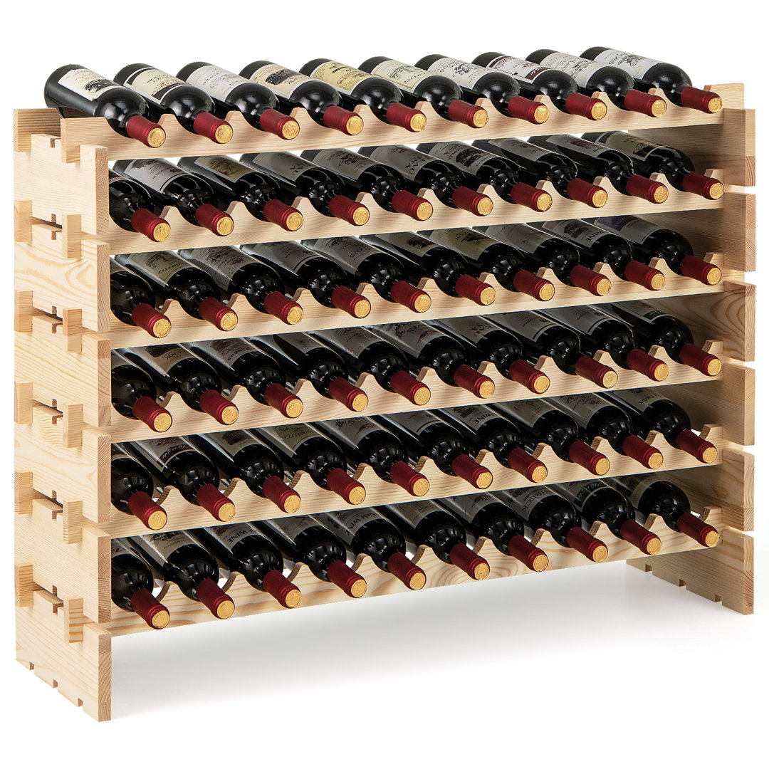 Solid Wood Wine Bottle Rack Yellow
