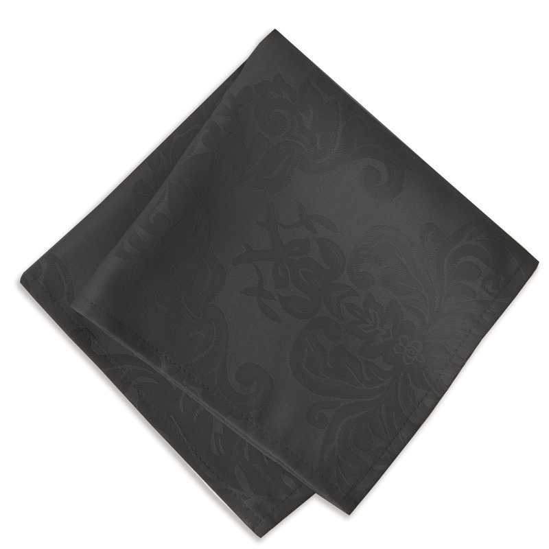 Burchfield 100% Polyester Damask Square Napkin, Gray
