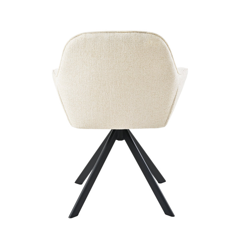 48.5cm H Swivel Upholstered Dining Chair with Ergonomic Back, Cream Chenille