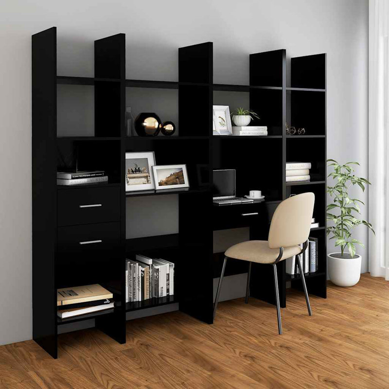 Dorith 180cm H Standard Bookcase, Black, 180cm H x 60cm W x 35cm D
