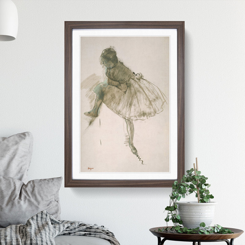 Study of a Ballet Ballerina Dancer Vol.2 by Edgar Degas - Framed Print, 65cm H x 48cm W x 2cm D, Walnut Framed