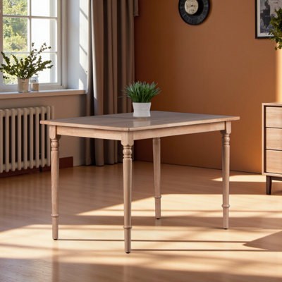 Oslo Rectangle Dining Table with Turned Legs in Natural Finish, 46.49" W X 29.42" D X 29.81" H