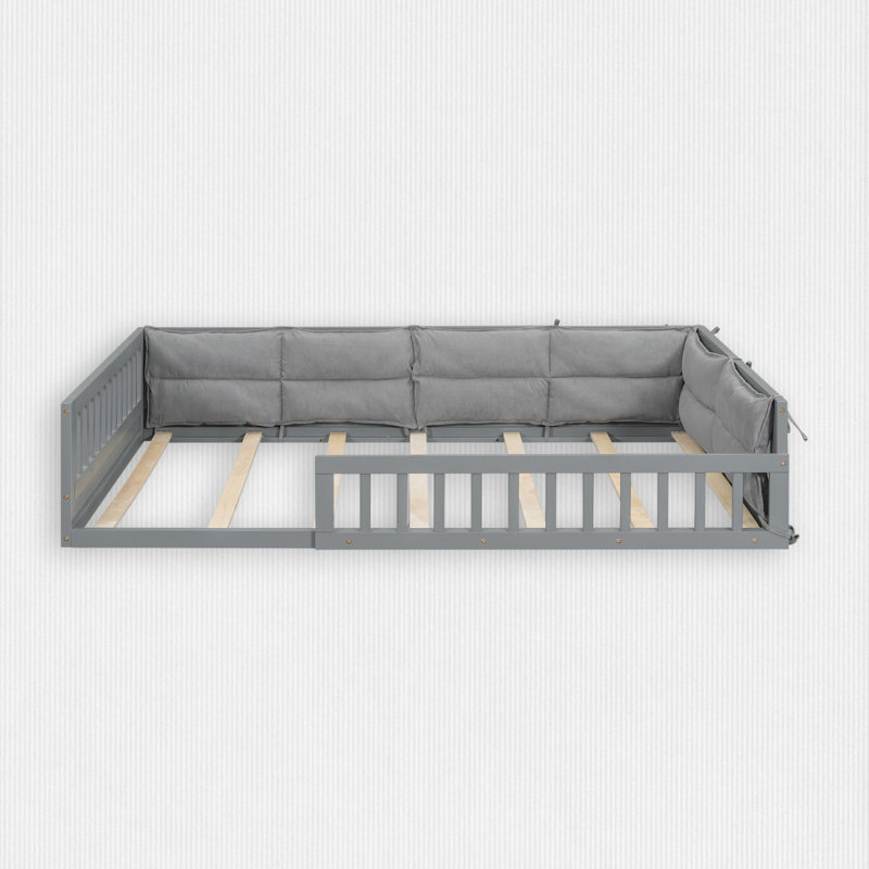Lit plateforme tapissier Sherlon, Gris