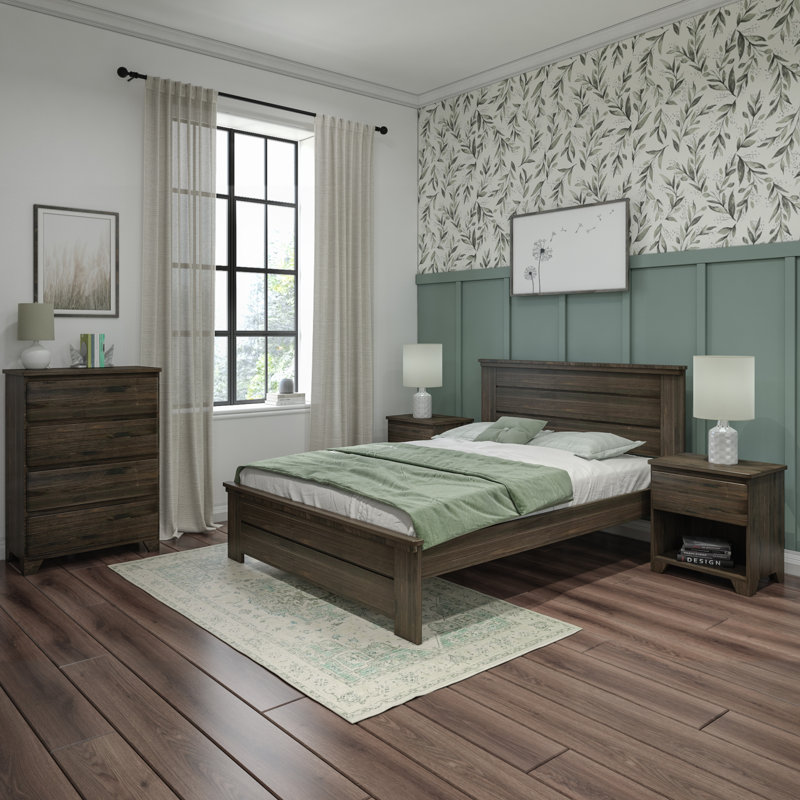  Ariarose Solid Wood Platform Bed, Queen, Barnwood Brown