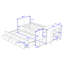 Lit plateforme simple en bois à trois tiroirs Merlin avec bureau, lit gigogne intégré et tablette de rangement-790077832