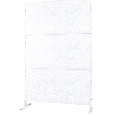Écran d'intimité en métal l 76 po H48 po - blanc. Pour patio, terrasse, balcon. Panneaux de clôture autoportants. , À la température change l'écran blanc. Pour la rouille et la décoloration. Design élégant