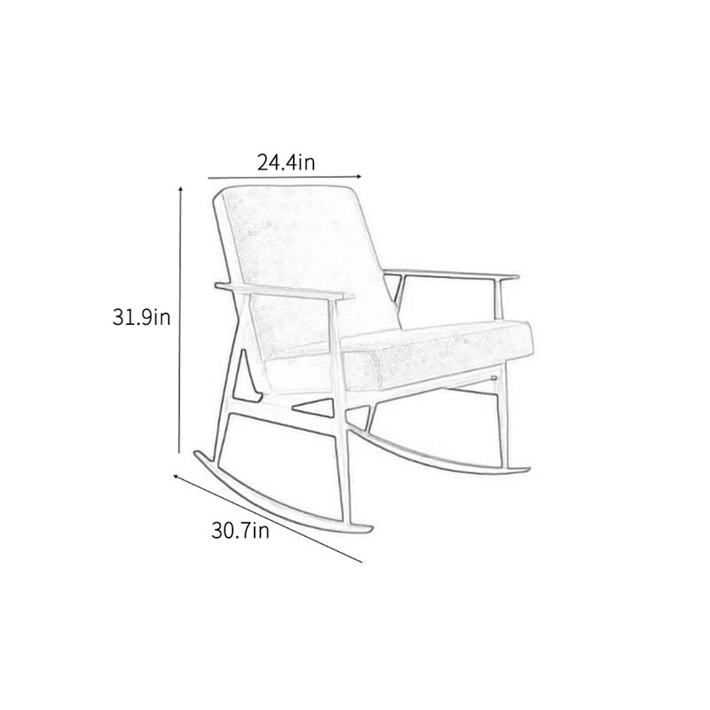 Chaise berçante moderne en bois massif Nordic, Gris