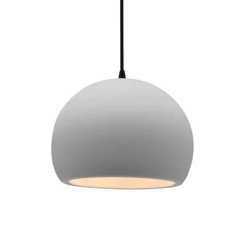 Luminaire suspendu à 1 lumière Aschwin, H 7,75 po x l 10 po x P 10 po, Bisque, Noir mat