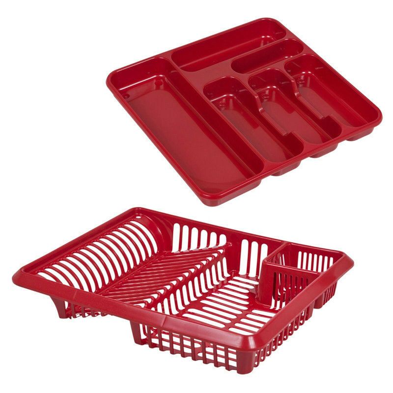 Plastic Flatware Caddy, Glitter Red