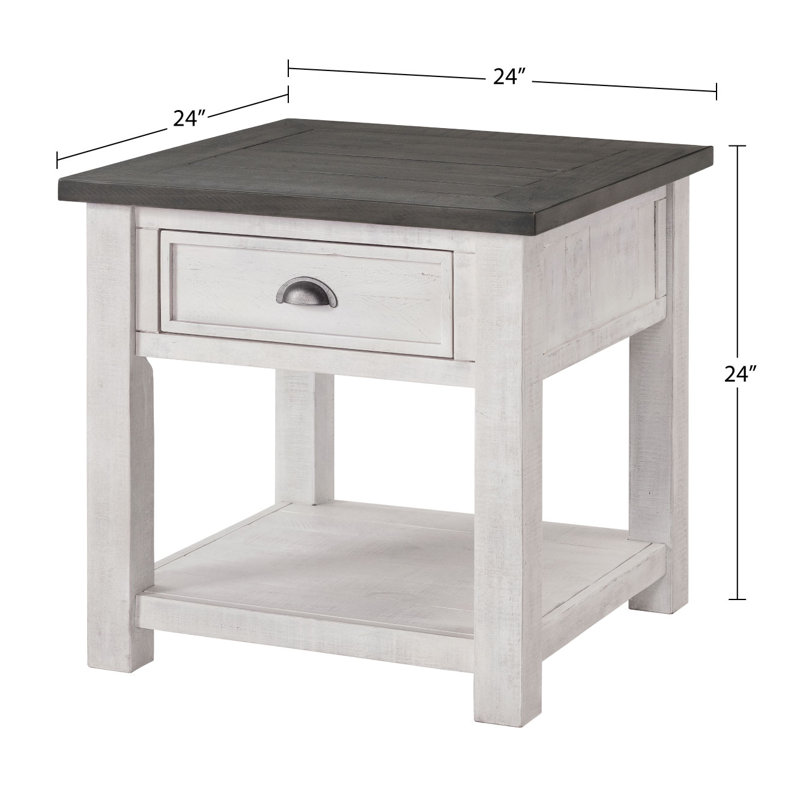 Table de bout avec rangement Holliman, Blanc / Gris