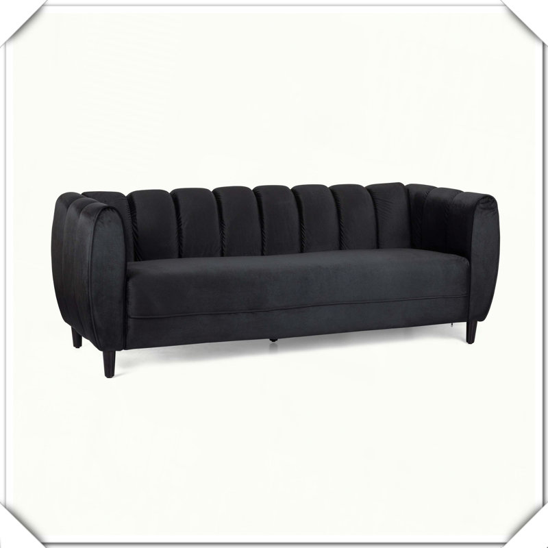 Velvet 3-Seater Sofa For Sophisticated Home Interiors, Black