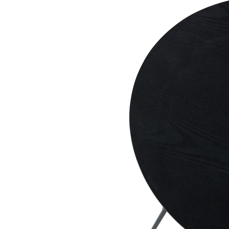19.7" Wide Round Coffee Table with MDF Top and Black Stainless Steel Frame Rossmore Collection, Black