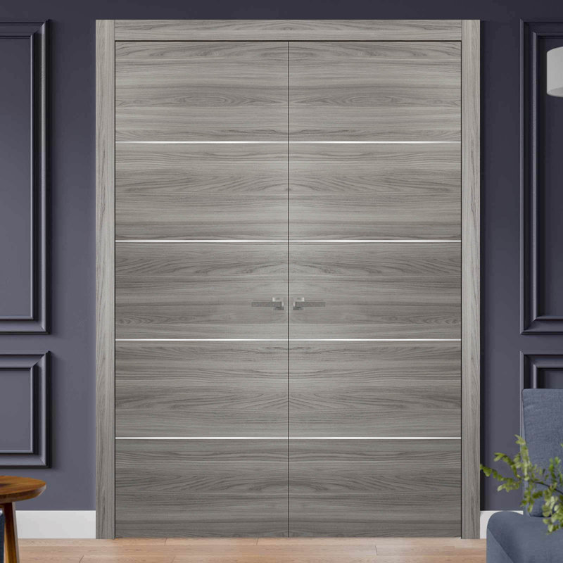 Portes planes en bois massif Planum Flush, 60 po x 84 po, Cendre Ginder