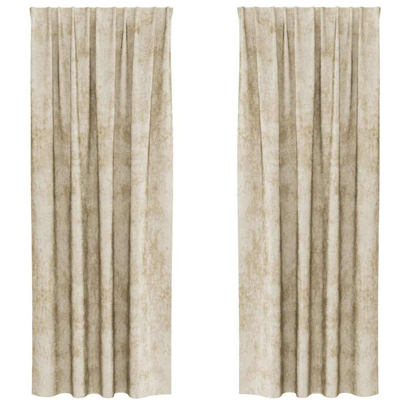 Curtain With Curtains 2 Pcs Velvet, 140cm Width x 245cm Drop, Cream