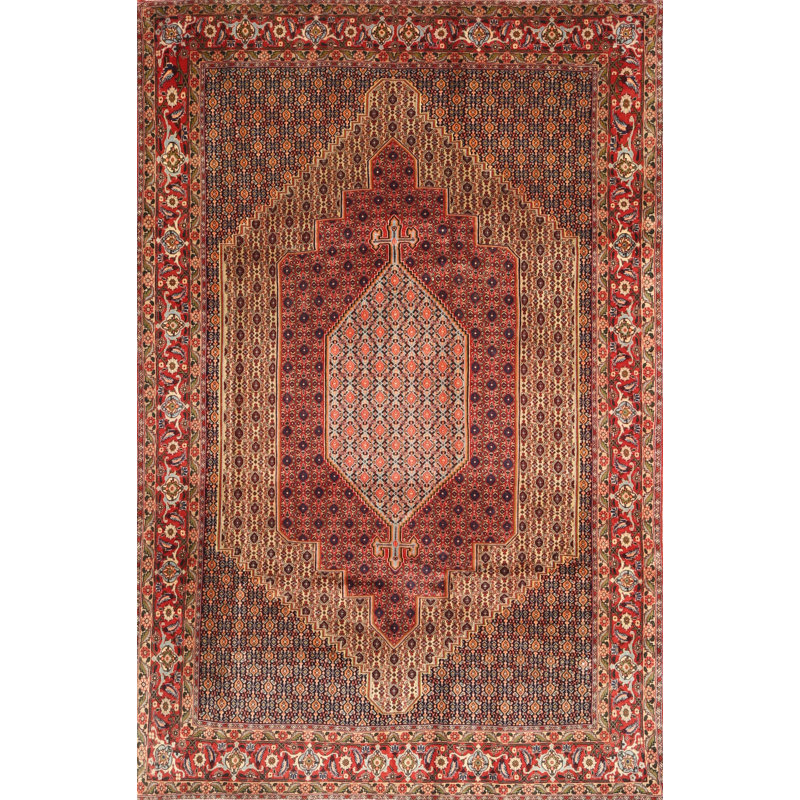 Tapis traditionnel rouge / brun Hvidovre, Rectangle 7 pi x 9 pi
