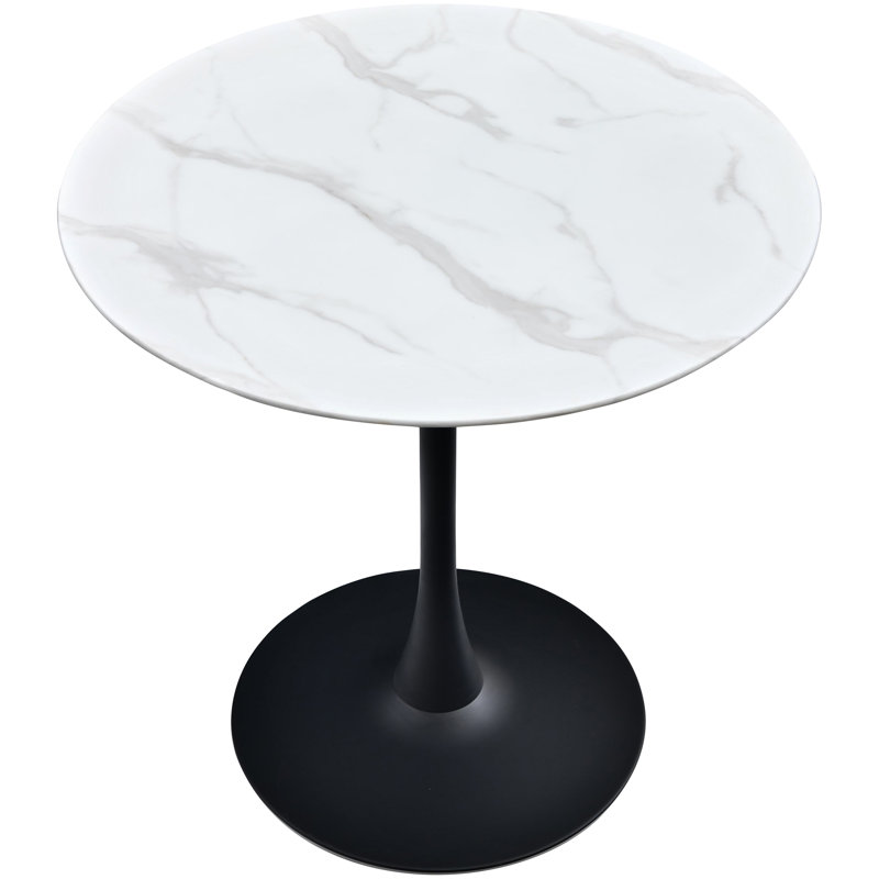 Round Marble Counter height Bar Table, Black