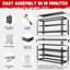 Étagère de rangement résistante réglable à 5 niveaux, étagères de rangement en métal pour sous-sol de l'entrepôt H 72 po x L 35,4 po x P 15,8 po