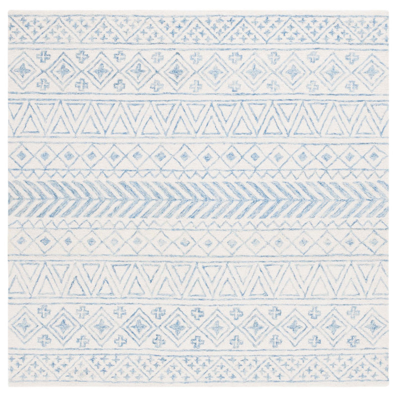 Metro Hand Tufted Wool/Cotton/Latex Rug in Blue, Square 6'