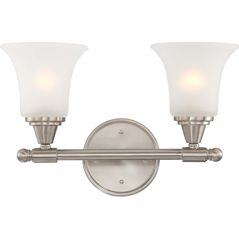 2 - Light Dimmable Vanity Light, Brushed Nickel / Frosted