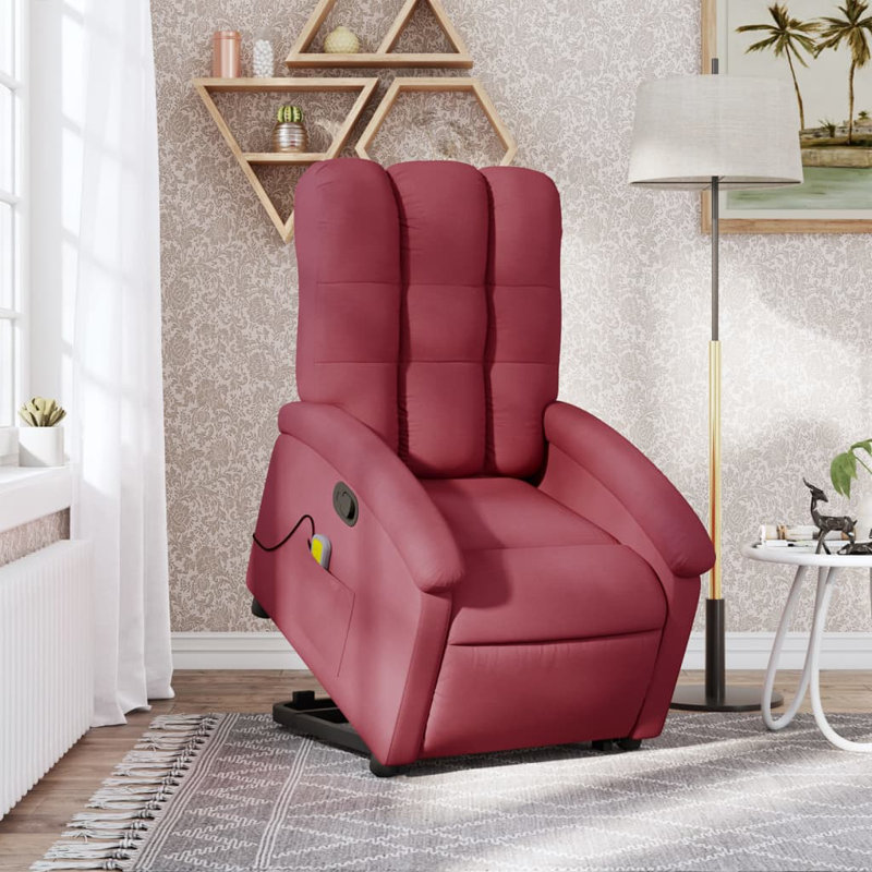 Fauteuil inclinable électrique de massage Ebern Designs, tissu noir 2ED0436F0C3E49728EEB1450FC8EBA75, Polyester rouge vin