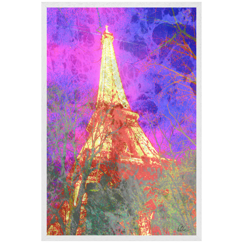 Pinky Tower - Single Picture Frame Print, 76cm H x 51cm W x 4cm D, White