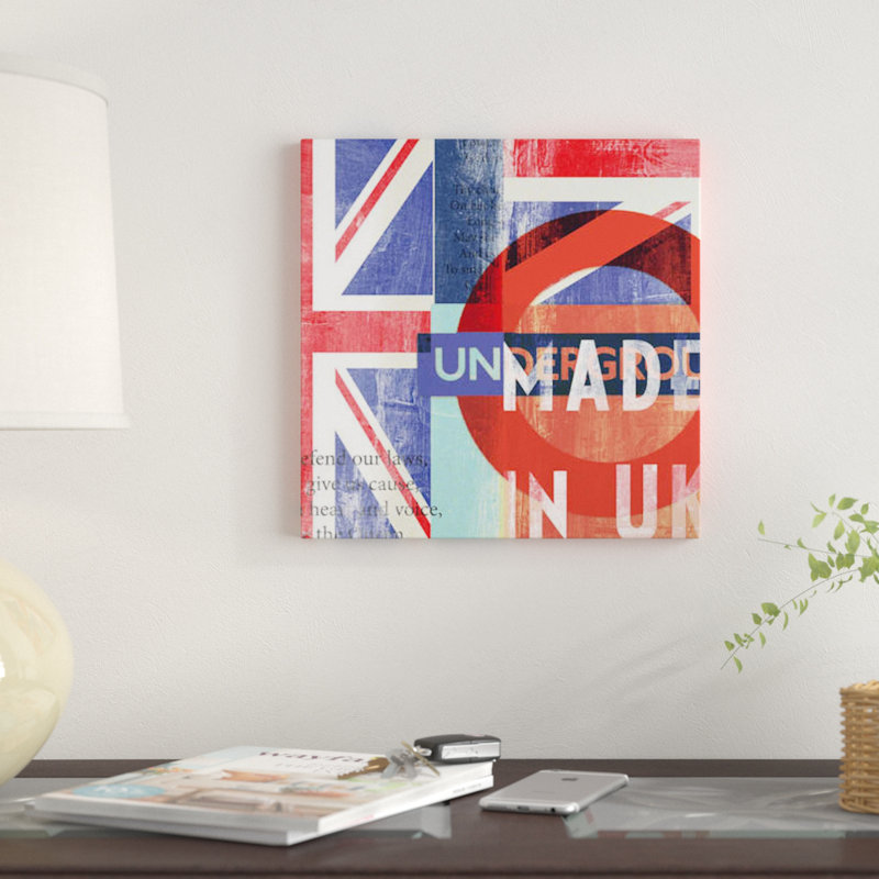 « uk », art textuel sur toile, H 18 po x l 18 po x P 1,5 po, Toile avec cadre noir, Pas de tapis