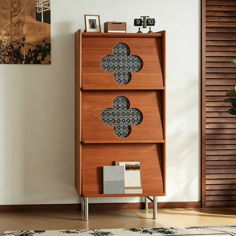 Medieval Four Leaf Clover Accent Cabinet