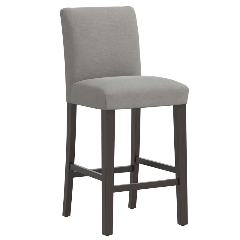 Tabouret de bar et de comptoir Hadrien, Tabouret de bar (siège d'une hauteur de 31 po), Lin Lin gris, Crème