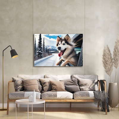 «Dalle 2024-12-31 11.11.43 - Siberian Husky Joy» par Rey Klimt, art mural en verre acrylique